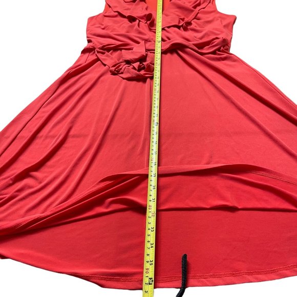 Sandra Darren Womens Dress Size 12 Orange Fit & Flare Sleeveless V-Neck - Picture 8 of 8